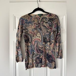 Ralph Lauren Multicolor Paisley silk long sleeve